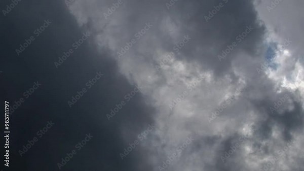 Timelapse of dark clouds moving quickly and dramatically. Time lapse footage of dark clouds. Dark clouds move like waves covering the sky. 4K, 60Fps available for slow motion