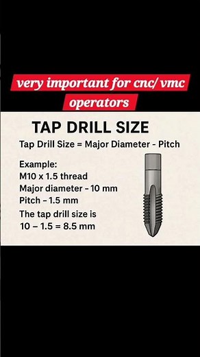 tap drill size cnc vmc #trending #ytshorts #shortsfeed #engineering #mechanical #viralvideo #cnc