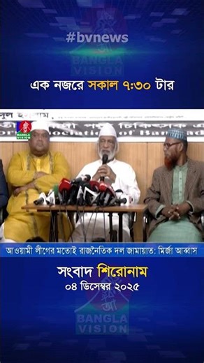 সকাল ৭:৩০ টার বাংলাভিশন সংবাদ শিরোনাম