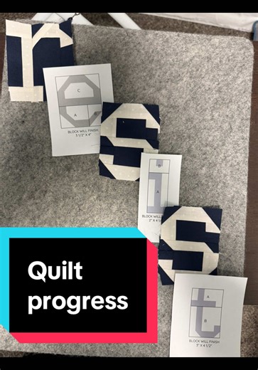 Progress on my mini #quilt after night 1! The other 3 letters will be speckled on white starry. 🇺🇸 #foryoupage #quilting #quilttok #foundationpaperpiecing letter pattern from @Pen And Paper Patterns
