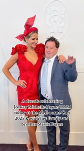 5.6K reactions · 80 shares | Michelle and her bother Stevie Payne on the decade of her Melbourne Cup Win!  Michelle is wearing custom @jasongrech by @iamjasongrech and styled by @aliciastyle Thank you to the @flemingtonvrc @romanobeck #michellepayne #melbournecup #flemington | Melbourne My Style | Facebook