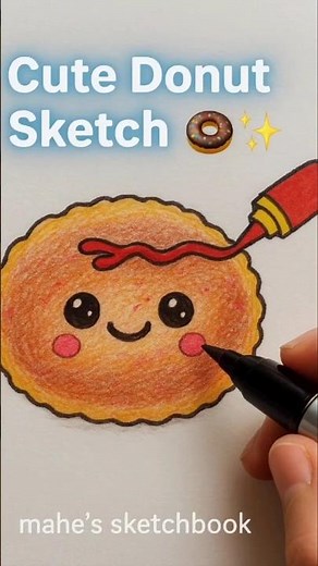 Cute Donut Drawing 🍩✨ | Easy Kawaii Sketch# shorts