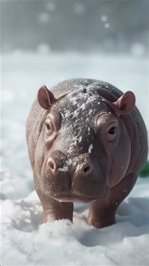 This Baby Hippo Loves Snow!