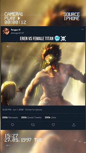 Eren vs female titan 🥶☠️