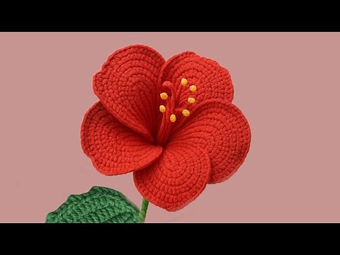 Crochet Hibiscus Flower Tutorial 🌺 step by step for beginners ( part 1 )