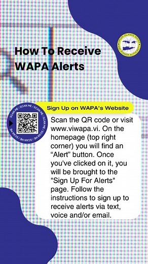 Stay Informed... 5 Ways to Receive WAPA Alerts! 1. Sign Up on WAPA's Website 2. Download Everbridge Mobile App 3. Follow us on Social Media 4. View the Outage Map 5. Know by Phone #WAPA #VIWAPA #WAPAAlerts | Virgin Islands Water & Power Authority