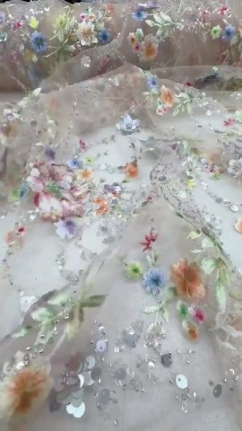 Colorful Roses and Swirls Embroidery in Blush With Added Sequins and Beads - Etsy