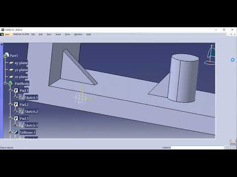 Stiffener in CATIA. Part design. Generative shape design