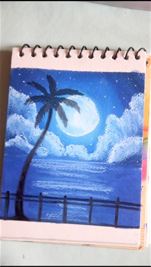Easy night sky with moon drawing #oilpastel #painting #shorts