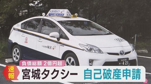 宮城タクシー（仙台・太白区）業績悪化で自己破産申請（khb東日本放送）