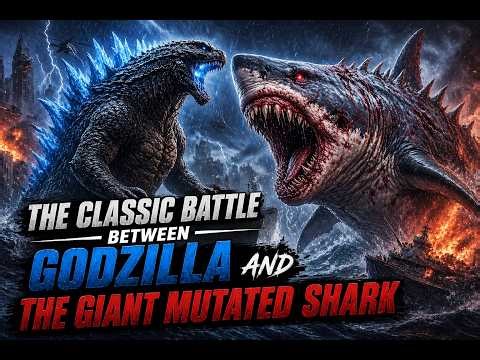The classic battle between Godzilla and the giant mutated shark