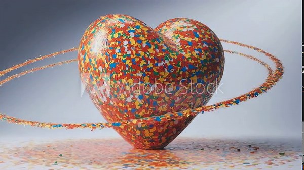 Heart confetti explosion: vibrant celebration of love, art, and colorful emotions