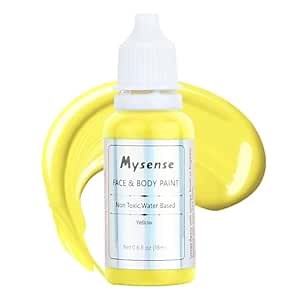Mysense Yellow Face Body Paint,Water Based Washable Face Paint,Non-toxic Cream Body Paint for Adults and Children,Yellow Facepaint for Halloween Lion Tiger Cosplay Makeup,0.6oz