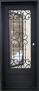 [Hot Item] Classic Home Entrance Security Steel Glass Single Doors Wrought Iron Door