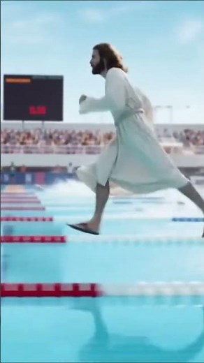 🏊‍♂️ Jesus wins the swimming race… by running on water 😅 #fakehistory #football #history