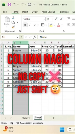 Excel Shift Key Hack Saves Hours of Work #shorts #excel #trick