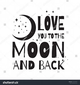 Love You Moon Back Modern Handwritten Stock Vector (Royalty Free) 1457395787 | Shutterstock