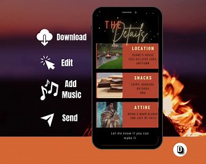 Bonfire Party Invitation: Birthday Invite, Editable Canva Template (digital Download) - Etsy