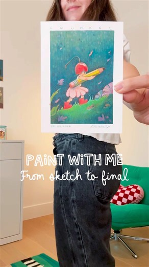 ✏️A little behind scenes of all the steps I take to paint a traditional illustration using gouache!