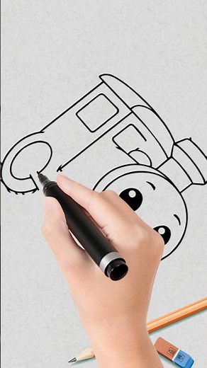 How to draw a simple and cute train#shorts #tayo #trending