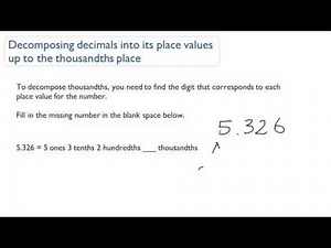 Decomposing decimals into its place values up to the thousandths place