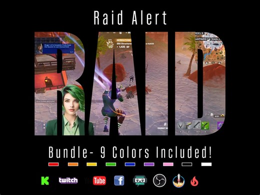 RAID Stream Alert Bundle - Pack of Nine Full Screen Animated Overlays With Transparent Background - 1920x1080 - Instant Download - 9 Colors! - Etsy