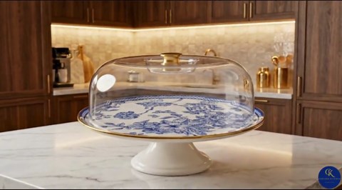 Vintage Floral Cake Stand With Dome • Porcelain Hummingbird Tea Tray - Etsy