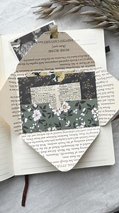 1.5K views · 1.3K reactions | Need some fresh ideas on how you can use our vintage book page pack? This is a fun pocket idea. It is made using an envelope stencil but instead of gluing it together, I made the sides flip out! #junkjournal #junkjournaling #junkjournalsupplies #papercrafting #junkjournalideas #journalmaking #cardmaking #scrapbooking | A House of Books | Facebook
