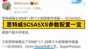 刚刚思特威推出50MP 1英寸大底图像传感器 -SC5A5XS参数解读一览