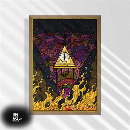 Bill Cipher Gravity Falls Poster: Weirdmageddon Vintage Wall Art - Etsy