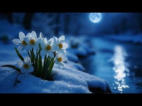 Spring Daffodils Under Full Moon 🌕 Deep Sleep Music with Moonlight Stream