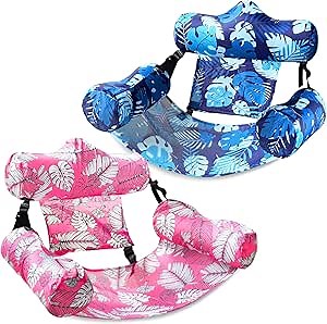 2 Pack Inflatable Pool Floats Adult, Floating Chair Lounger, Adjustable Blow up Pool Noodles Float for Heavy Duty Adult, Fabric Swimming Water Chair for Party Summer Beach Vocation Essential Lake Fun