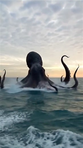 Bukan Film! Gurita Raksasa Hadang Kapal di Laut Lepas. #VideoAI #WhatIf #GuritaRaksasa