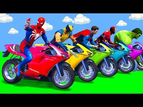 GTA V Superheroes Crazy Race Challenge with Super Cars | GTA 5 Spiderman Car Stunt Race