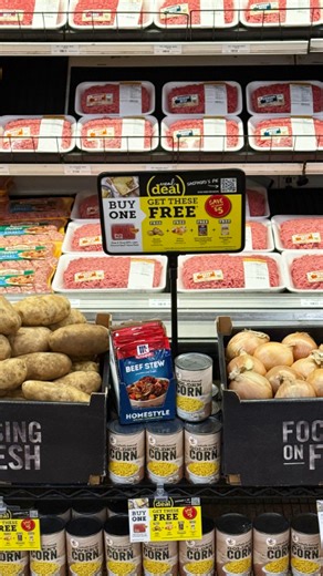 FREE items are everyone's favorite! MEAL DEAL is LIVE! Now till 12/11 Purchase one Stop and Shop 80% Lean Ground Beef and get everything below for FREE! Russet Potatoes (Limit up to 2lbs.) Yellow Onions (Limit up to 1 lb.) Pot Roast Seasoning/Beef Stew Seasoning (Limit 1 Item) Stop and Shop Canned Corn (Limit 1 Item) Limit 1 Offer per household | Stop & Shop