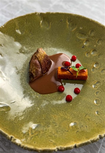 Pan-Roasted Pigeon Breast with Port Wine Jus