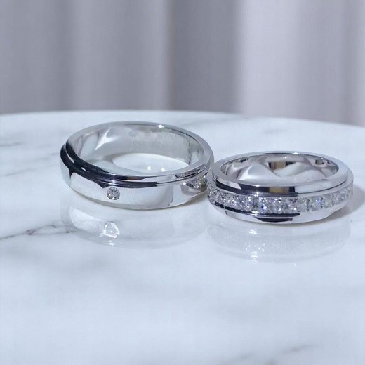 Sterling Silver Couples Rings: Light White Zircon Promise Ring Set - Etsy