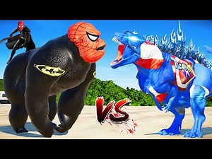 (Jurassic World Evolution🌍) Bat Spiderman King Kong Vs Captain America Godzilla Dinosaurs Fight