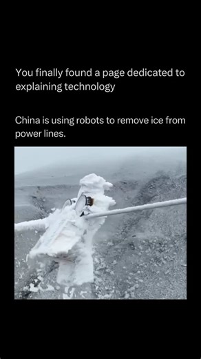 Technology Explained on Instagram: "Follow @explaining.tech to learn everything about technology one post at a time 🧠⚙️ China’s de-icing robots solve a critical engineering challenge: preventing “line galloping” and tower collapse during freezing winters. Deployed via heavy-duty drones, these robots crawl along energized transmission lines at speeds up to 2 km/h. They use a specialized “staggered rolling” method, combining vibrating hammers and high-speed milling cutters to crush ice up to 20mm