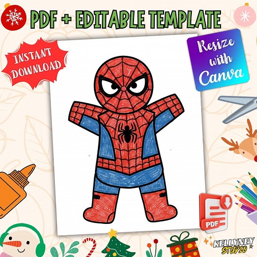 Spiderman Gingerbread Man Disguise Craft | Pre-colored Printable | Christmas School Project | Cut & Paste Activity | Instant Download PDF - Etsy