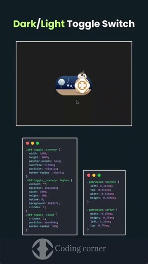 Dark/Light Toggle Switch using HTML CSS JavaScript #viral #coding #shorts