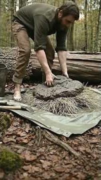 I Built a HEATED Survival Shelter Inside a HOLLOW LOG!