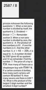 pivision mAnswer the following questions: 1. When a non-zero nu... | Filo
