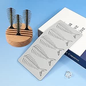 mostsom Silicone Molds 3D Fish Bone Candy Lace Fondant Mold for Baking, Polymer Clay, Sugar Craft, Cupcake, Cake Decorating, Chocolate, Resin, Soap, Easy Clean (C_ Fish Bone)