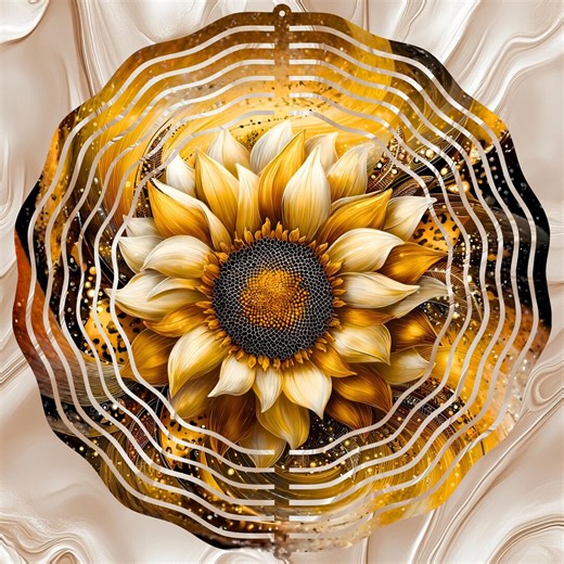 Abstract Sunflower Gold Leopard Print 12'' Wind Spinner Sublimation Design Digital Download - Etsy