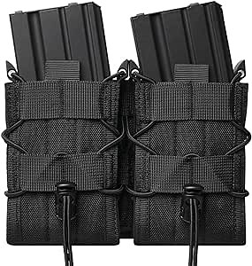 Double Rifle Mag Pouch Holster, MOLLE Mag Pouch for AR M4 M16 AK Holder, Tactical Mag Carrier
