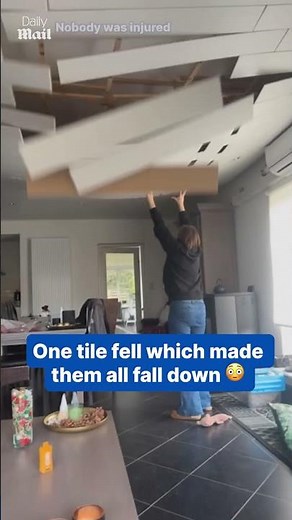 Shocking moment ceiling tiles collapse