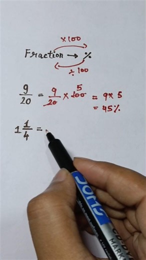 Convert Fraction into % #fraction #percentage #mathsconcepts