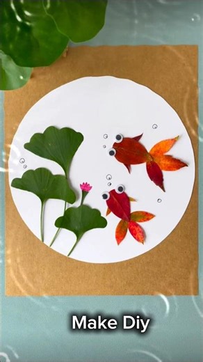 Easy Leaf Art Idea: How to Make a Fish Tank with Dried Leaves 🍂🎨 #organicfish #bestoutofwaste