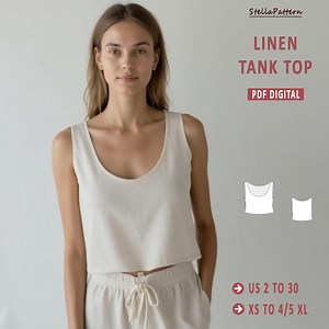 Linen Crop Tank Top Sewing Pattern: Women's Sleeveless Blouse (PDF Pattern) - Etsy